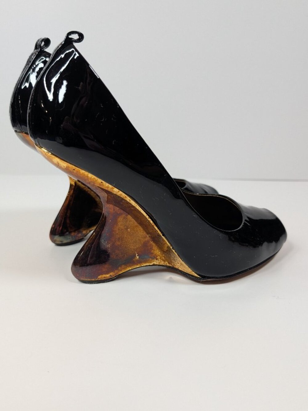 Fantastic Giuseppe Zanotti Black Patent Leather Peep Toe Platform Pumps Size 38